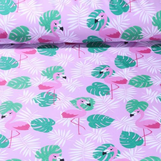 Sport- & Bademodenstoff - Digitaldruck Flamingos Lila UPF50 Recycled