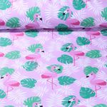 Sport- & Bademodenstoff - Digitaldruck Flamingos Lila UPF50 Recycled