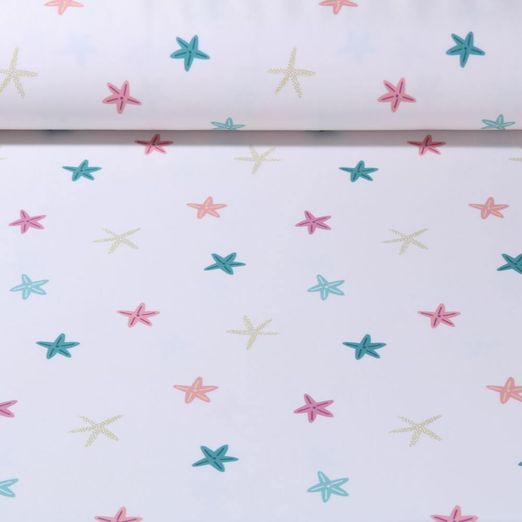 Tissu sport et maillot de bain - UPF50 Impression digitale Etoiles de mer Ecru Recyclé 