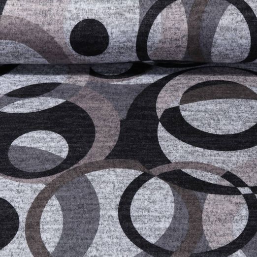Jersey tricoté - Cercles Noir Gris