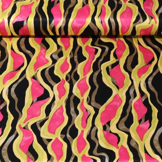 Satin de viscose - Guirlande Vert citron Multicolore