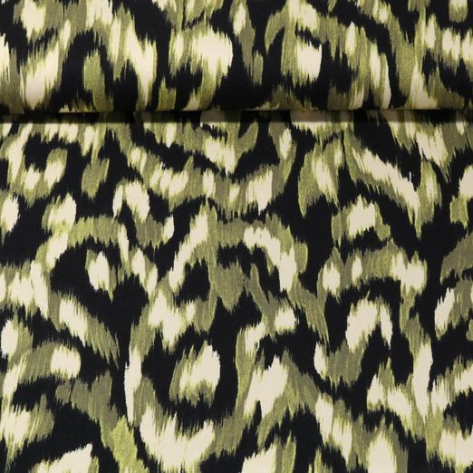 Viscose stretch - Impression abstraite Noir Vert