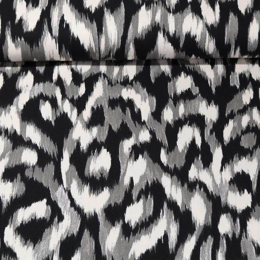 Viskose Stretch - Abstrakt Print Schwarz Grau