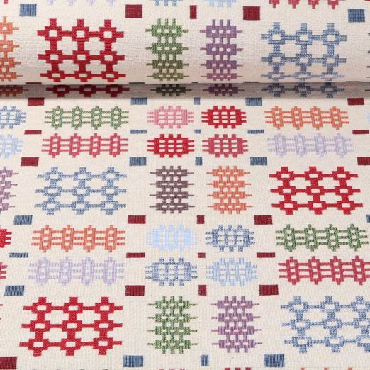 Chenille Gobelin - Stickereien Vanille Multicolor