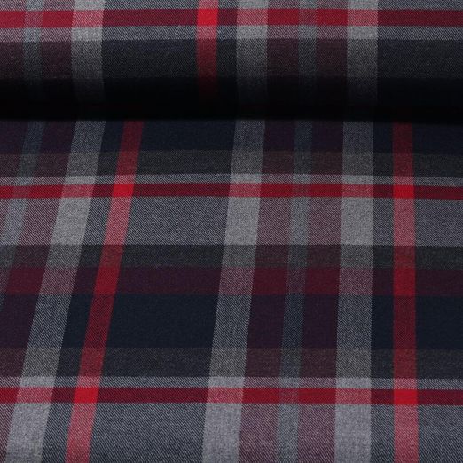 Modestoff - Tartan Check Karos Schwarz Grau Rot