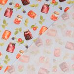 Baumwoll-Cretonne - Digitaldruck Gläser Obst Und Gemüse Hellblau Baumwoll-Cretonne - Digitaldruck Gläser Obst Und Gemüse Hellblau