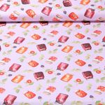 Baumwoll-Cretonne - Digitaldruck Gläser Obst Und Gemüse Flieder