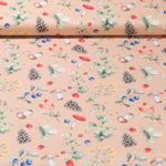 Cretonne de coton - Impression digitale Fruits des bois Beige