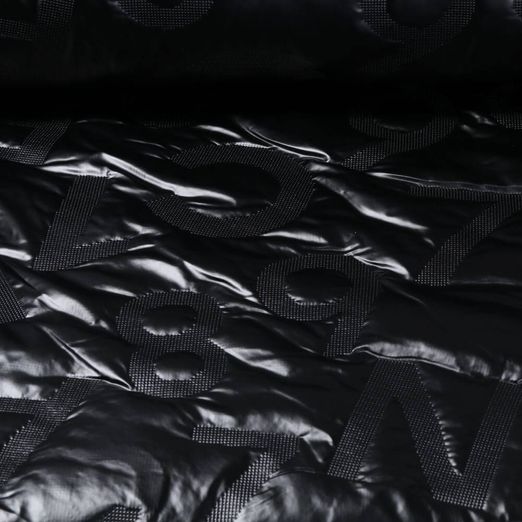 Tissu pour veste matelassée - Chiffres et numéros en relief Noir