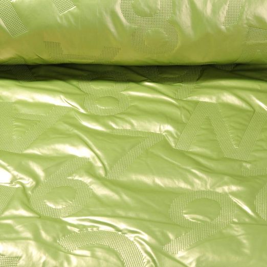 Tissu pour veste matelassée - Chiffres et numéros en relief Lime