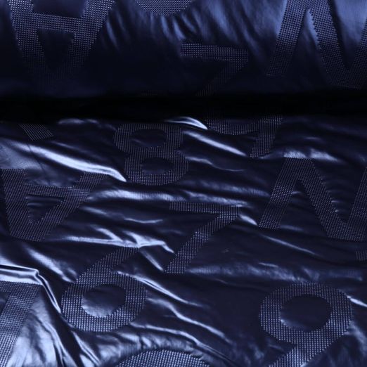 Tissu pour veste matelassée - Chiffres et numéros en relief Bleu