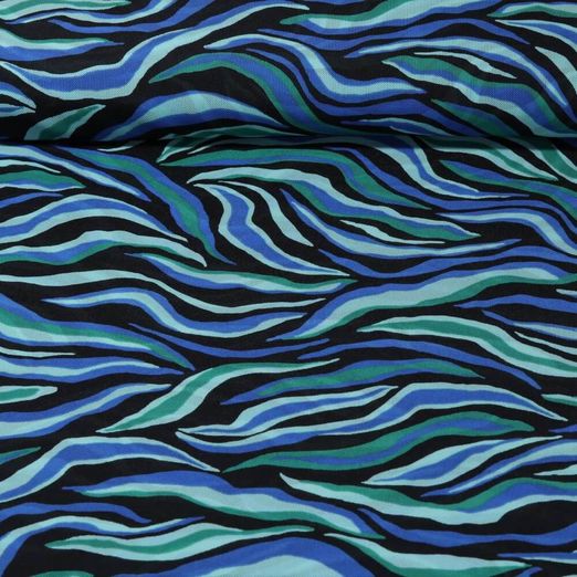 Jerseymesh - Wellen Blau Transparent