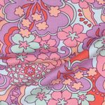 Sommersweat - French Terry kombityg retro blommor i lila