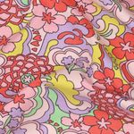 Sommarsweat - French Terry kombityg Retro blommor rosa
