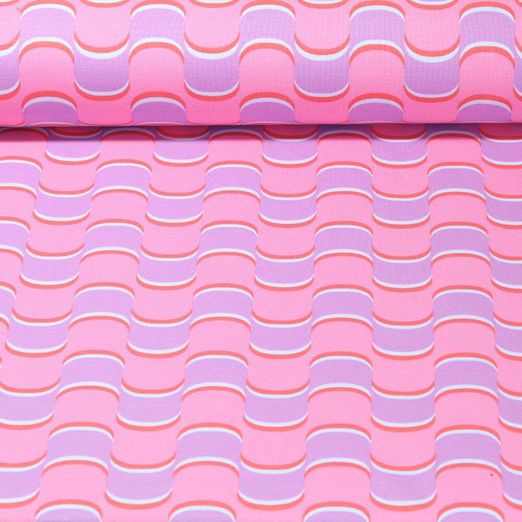 Sommersweat - French Terry Kombistoff Retro Wellen Flieder 