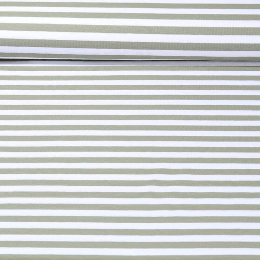 Jersey teinté dans la masse - Rayures Blanc Vert olive