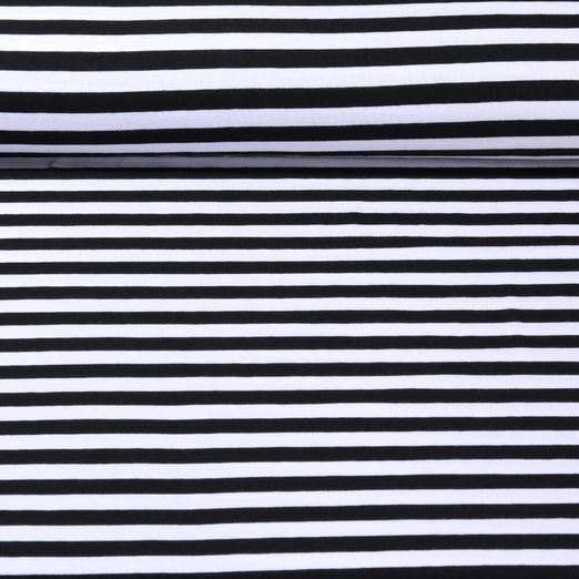 Jersey teinté dans la masse - Rayures Blanc Noir