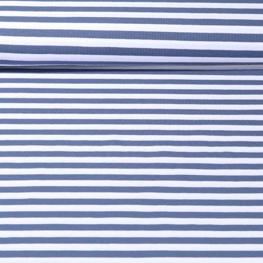 Jersey teinté dans la masse - Rayures Blanc Bleu jeans