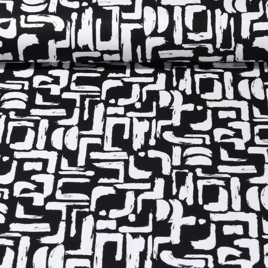Romanit Jersey - Travel Black-White Abstrakt