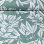 Toile de coton canevas - Aspect sérigraphié Feuilles Vert