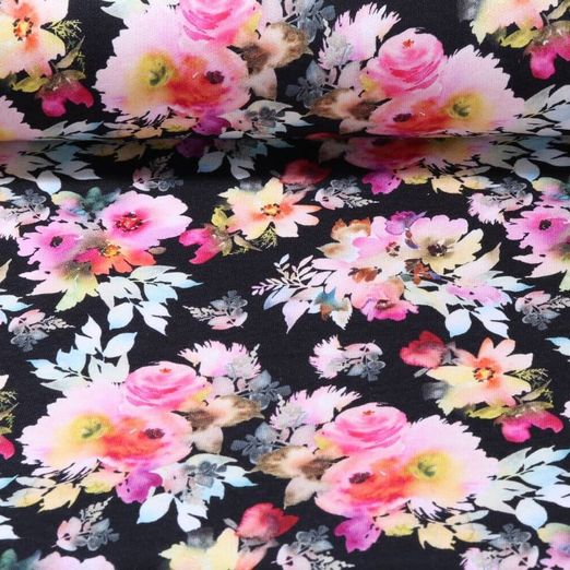 Sweat - Impression digitale Fleurs Noir Sweat - Impression digitale Fleurs Noir