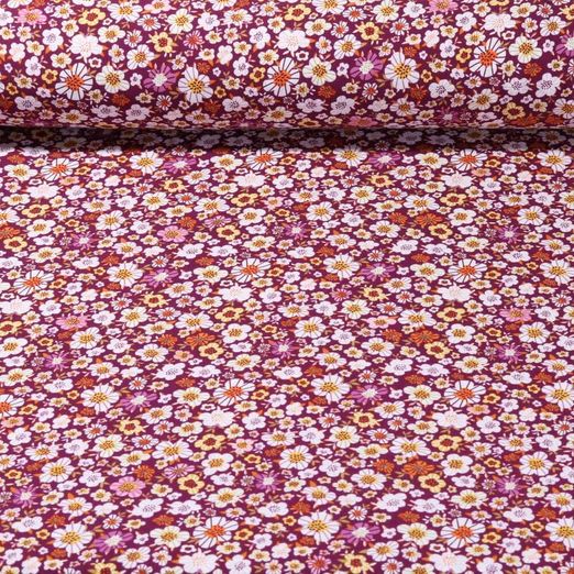 Popeline de viscose - Petites fleurs Myrtille