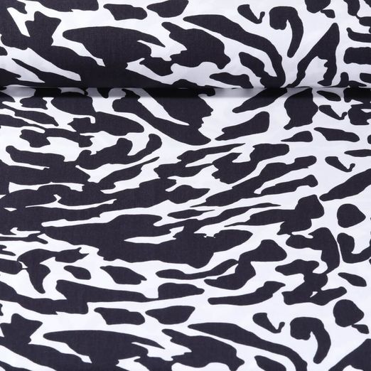Popeline de viscose - Camouflage Bleu nuit Blanc