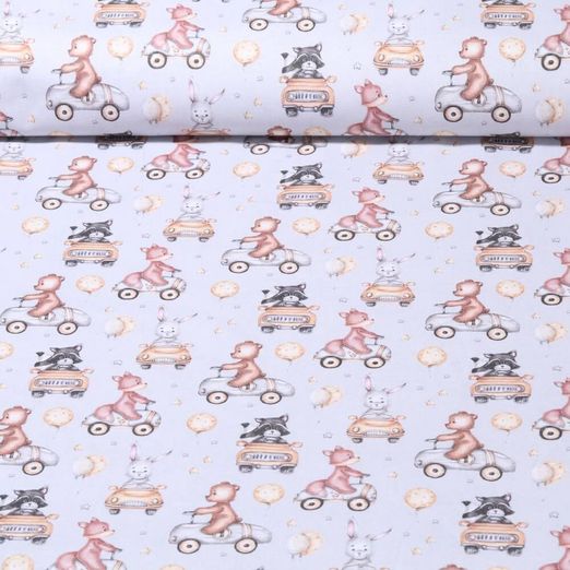 Coton - Petits animaux en voiture Gris