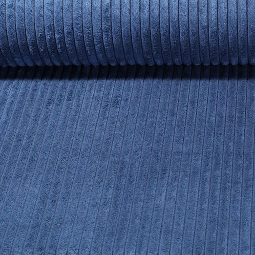 Tissu ameublement velours côtelé large Anafi - Bleu jeans