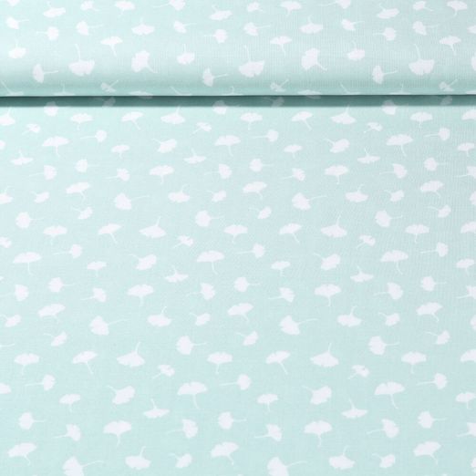 Popeline de viscose de bambou - Feuilles de Ginkgo Vert menthe