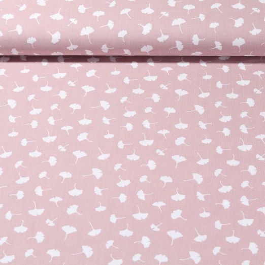 Popeline de viscose de bambou - Feuilles de Ginkgo Vieux rose
