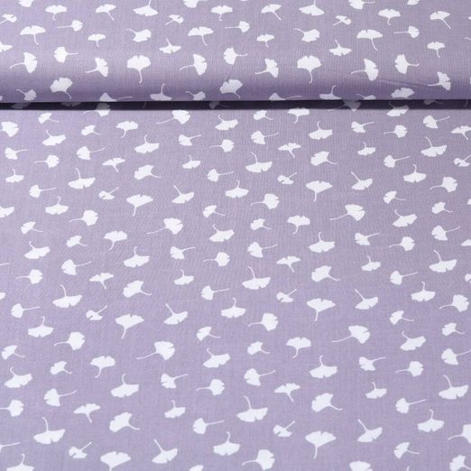 Popeline de viscose de bambou - Feuilles de Ginkgo Violet