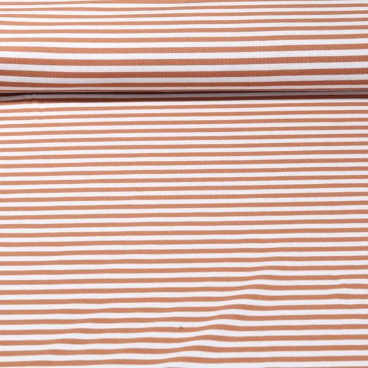 Jersey Jacquard - Rayures moyennes Ecru Marron clair