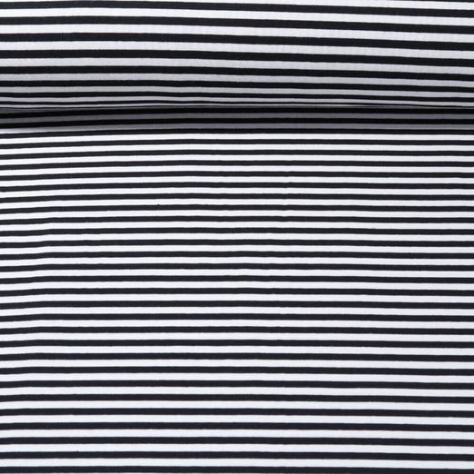 Jersey Jacquard - Rayures moyennes Ecru Noir