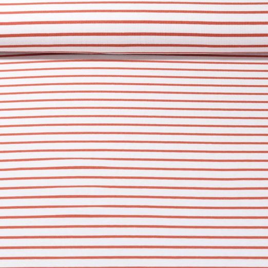 Jersey Jacquard - Maxi rayures Ecru Rouge brique