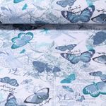 Sweat d'été bio - French Terry Impression digitale Papillons Blanc Bleu
