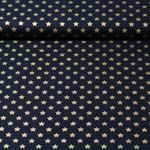 Popeline de coton - Etoiles Doré Bleu marine foncé