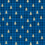 Baumwoll-Popeline - Weihnachtsbäume Karo Royalblau Gold