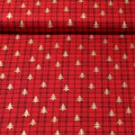 Popeline de coton - Sapin de Noël Carreaux Rouge Doré