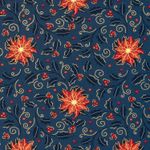 Bomulds-Poplin - Jule Stjerner og Ilex Blå-Guld Bomulds-Poplin - Jule Stjerner og Ilex Blå-Guld