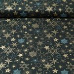 Popeline de coton - Mélange d'étoiles Vert foncé Doré