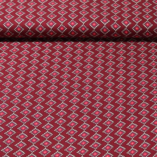 Twill de viscose - Losanges Bordeaux