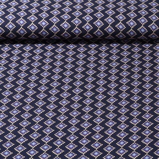 Twill de viscose - Losanges Bleu marine foncé
