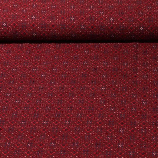 Twill de viscose - Mélange de mini motifs Bordeaux