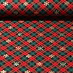 Flanelle de coton - Flocons de neige Rouge