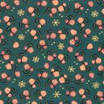 Popeline de coton - Cristaux et roses vert or Popeline de coton - Cristaux et roses vert or