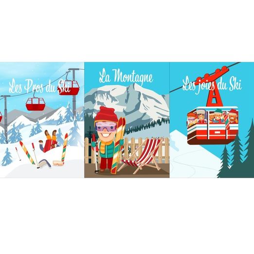 Canvas Geschirrtücher Panel - Aprés Ski Multicolor Canvas Geschirrtücher Panel - Aprés Ski Multicolor