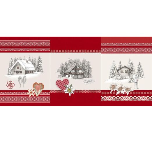 Canvas Panel - Skihütten Edelweiss Leinenlook Beige