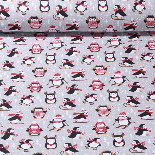 Coton - Pingouins rigolos Gris