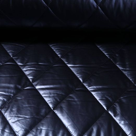 Tissu matelassé veste - Métallique Losanges matelassés Bleu marine Ouaté